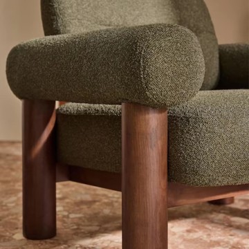 Cadeira de sofá de madeira de veludo contemporâneo