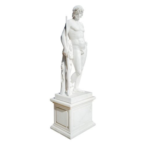 Sturdy Pedestal Standing White Marble Hero Sculpture
