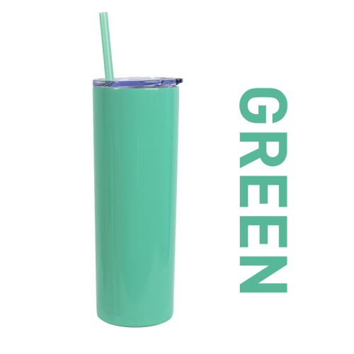 Double Walled Steel Mug Skinny Tumbler with Straw