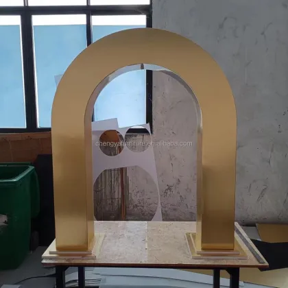 Gold Mirror Square Acrylic Flower Stand for Wedding Table Decor