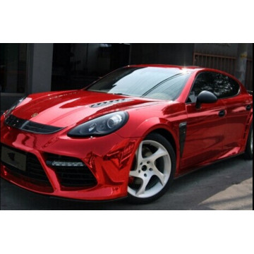 Chrome Vinyl Car Wrap สีแดง