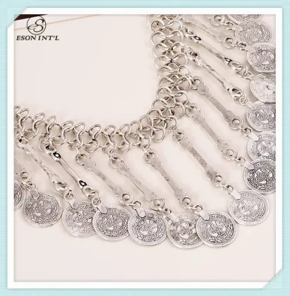 2015 New Arrival Silver Chain Necklace, Vintage Coin Holder Necklace for Women