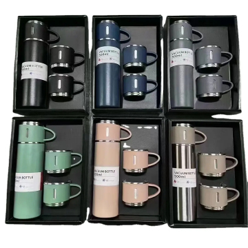 Business da 500 ml set di scatole regalo portatile tazza di business tazza in acciaio inossidabile tazza una tazza boccetta bottiglia d'acqua con 3 coperchi