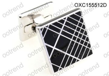 Black classic pattern enemal cufflinks for men stainless steel