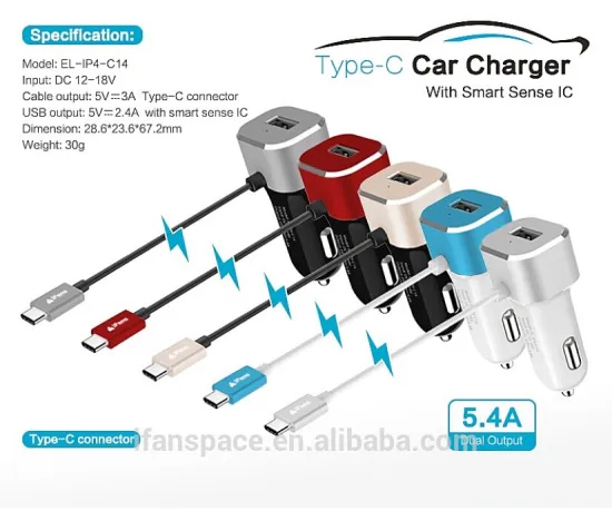 Universal type C Car charger for iPhone 6s plus ,6s,5SE 5S,5C, Samsung