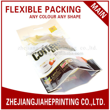coffee bean four side seal stand up bag with handle hole