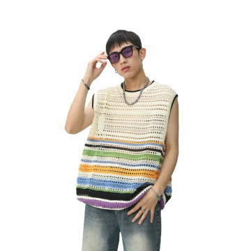 Summer Men's Fashion: Customizable Tank Tops, Sleeveless T-Shirts, and Striped Vests with Cut-Out Details