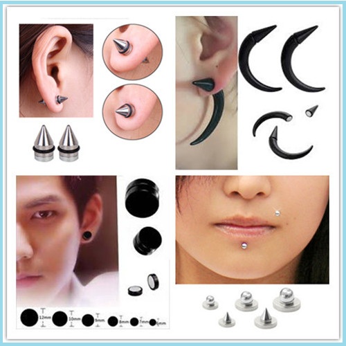 No Piercing Bling Round CZ Gem Magnetic Ear Stud