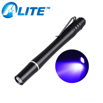 3W uv light pen 2*AAA Battery Powered Metal Material Money Inspection LED UV Torch Light led pen light 395nm