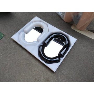 white round black framed decorative bathroom wall mirror