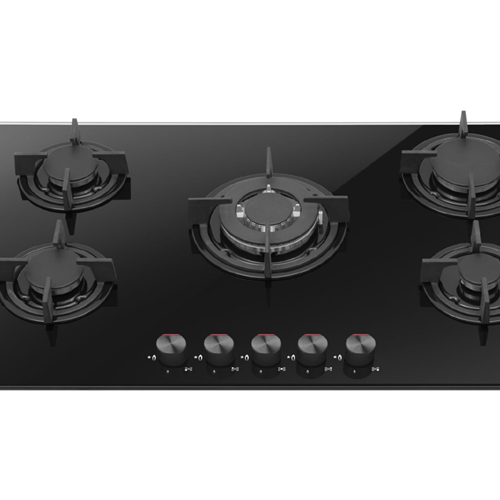 Amice Stove 5 Burner Black Tempered Glass