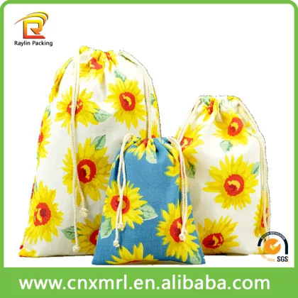 Cotton drawstring tote bags custom plain cotton bags