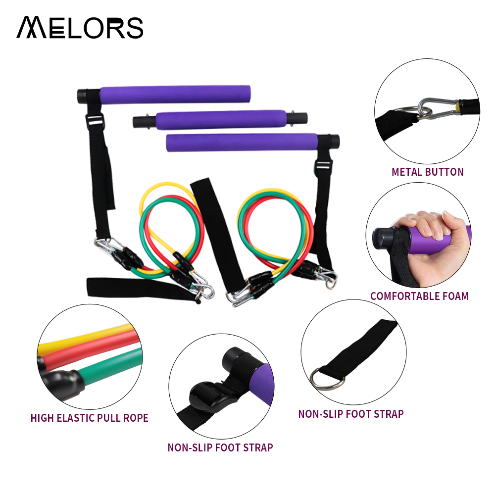 Brand New Home Gym Resistance Band Exercise Stick 3 Sections Pilates Bar Kit