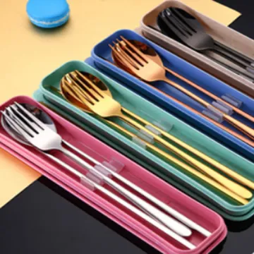 Colorful 304 Stainless Steel Chopsticks Spoon Fork