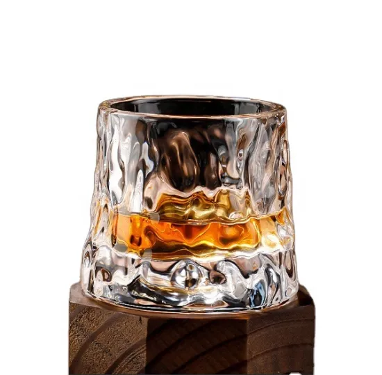 Rolling base Whiskey Rock glass tumbler 3 pieces