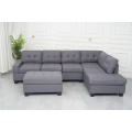 Stationary Fabric L Shape Sofa with Ottoman