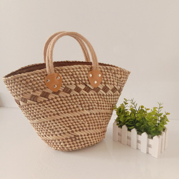 2021 big volume handle diagonal webbing straw bag