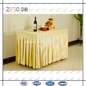 Hot Selling Jacquard Fabric Cheap Pleated Style Party Polyester Table Skirt