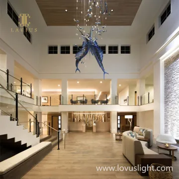 Prancing blue seagull shape chandelier restaurant creative custom large exquisite chandelier