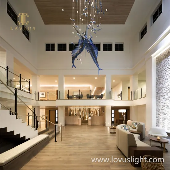 Prancing blue seagull shape chandelier restaurant creative custom large exquisite chandelier