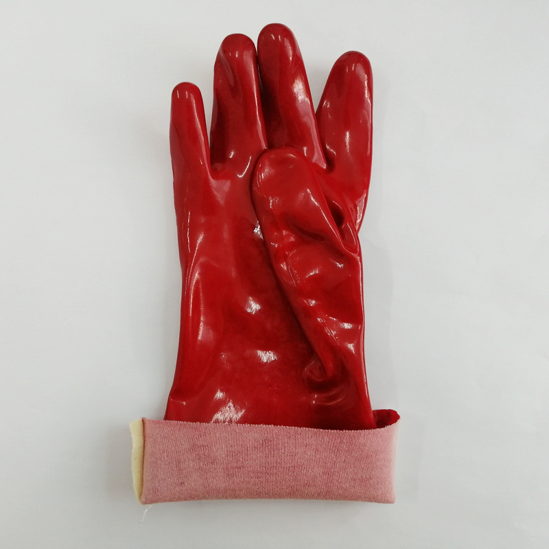 Red pvc coated oil gloves safety working 14 inches