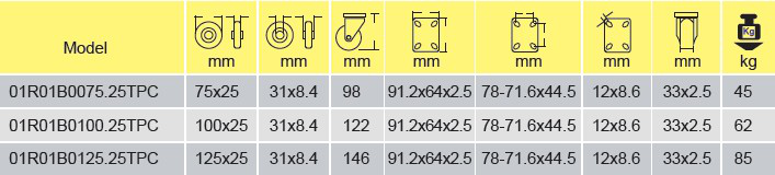 Parameters of 01R01B0075.25TPC