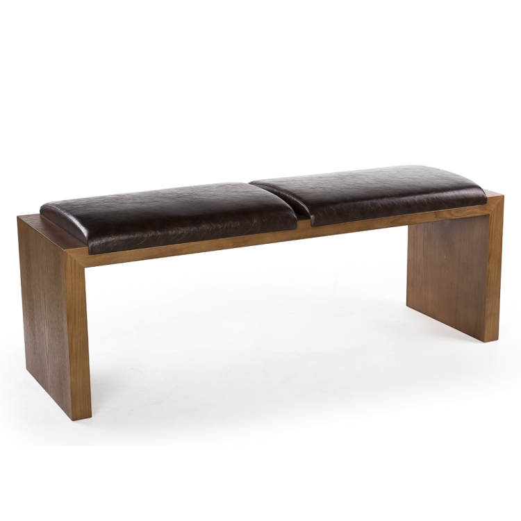 Stylish Wooden Leather Restaurant Love Seat Sofa Bench