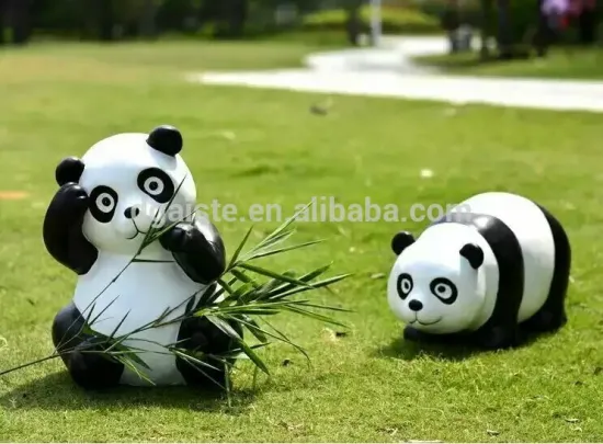 resin material garden decoration panda lifelike fiberglass panda