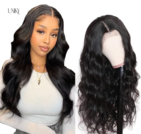 Uniky Wholesale OEM Brazilian Wig Virgin Body Wave Human Hair Frontal Wig 13*4 13*6 HD Lace Front Closure Wig