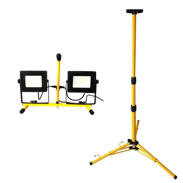 Professional Dual-Head 50W 4000 Lumen LED Flood Work Light with Durable Metal Housing and Adjustable Telescoping Tripod