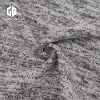 Heather Grey Polyester Hacci Fabric For Sweater