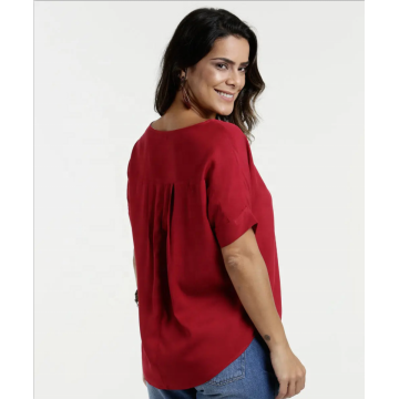 Blusas slim manga curta emagrecimento blusa sólida de poliéster