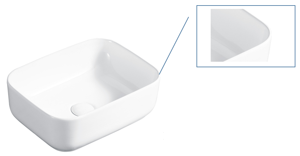 White top counter washbasin