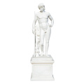 Sturdy Pedestal Standing White Marble Hero Sculpture