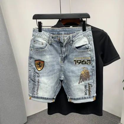 Cool Stylish Wrinkle-Resistant Slim Destroyed Denim Shorts for Men