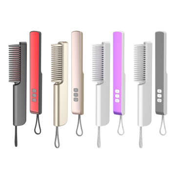 Portable Travel USB Rechargeable Unisex LED Display Hair Straightener Brush