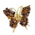 Yellow Tiger Eye Butterfly Decoration Healing Crystal Chip Beads Ornament Home Decor Gifts