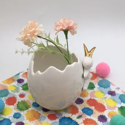 Easter White Porcelain Rabbit Pot Search