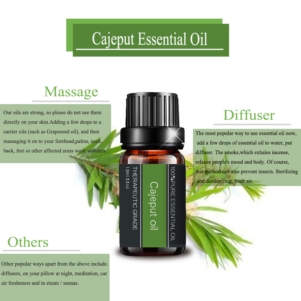 100%puro planta natural Cajeput Aceite esencial para masajes