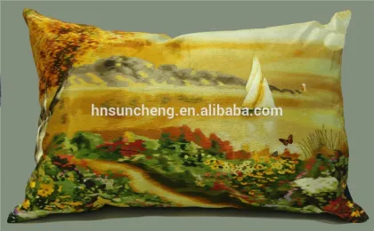 Decorated pillow; Vintage Chinese embroidery silk oblong pillow; Hand silk embroidery pillow cushion cover