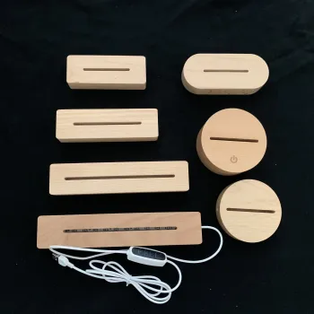 Round Rectangle Oval Wooden Base LED for Acrylic Plate