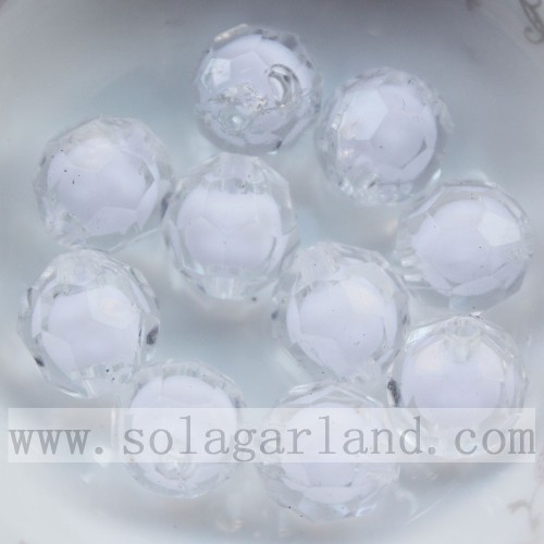 Round faceted acrylic bead-in-bead colorful inside beads