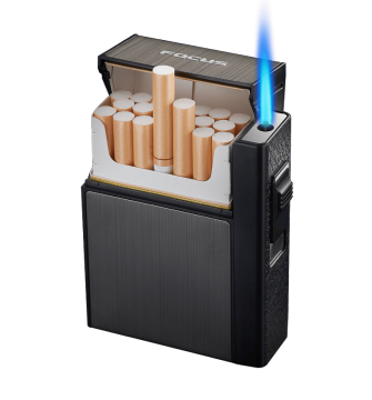 YH035F  USB rechargeable Metal cigarette case with detachable lighter one jet flame windproof type