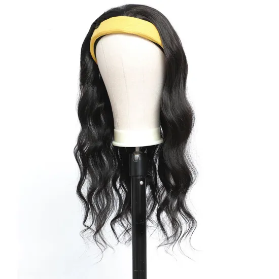 Wholesale Raw Indian Virgin Remy Human Cuticle Aligned Body Wave Human Hair None Lace Wig For Black Women Glueless Headband Wig