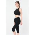 Ladies Yoga Pants Black Body-hugging Mid-length Yoga Tights Supplier