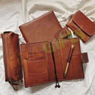 Caramel Brown Custom Leather Journal with Credit Card Slots and Page Marker