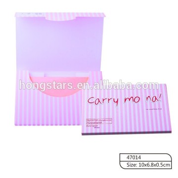 Popular pocket facial oil blotting paper in cardboard for cosmetic use
