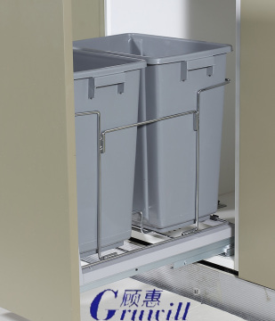 Kitchen cabinet pull-out sorting plastic trash can