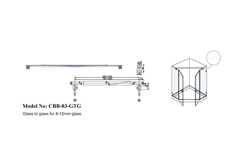 Stainless Steel Support Bar With Brass Cap B