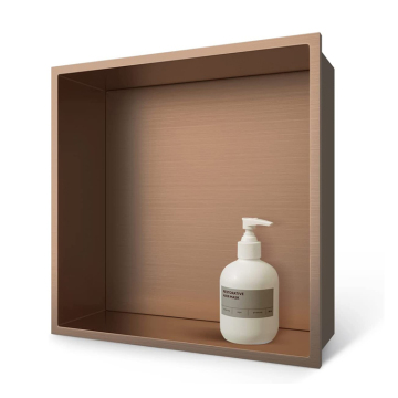 Mondeway Stainless Steel Recessed Niche Shower: Antique Copper Storage Solution for Bathroom - No Tiling Required (12\" x 12\" x 4\")